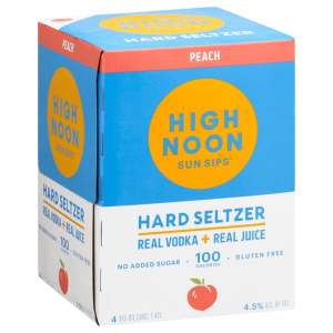 High Noon Sun Sips Gluten Free No Added Sugar Peach Hard Seltzer Cans (12 oz x 4 ct)