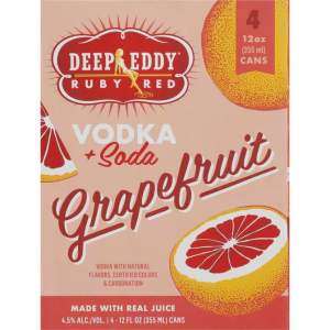 Deep Eddy Ruby Red Grapefruit Vodka & Soda Cans (12 oz x 4 ct)