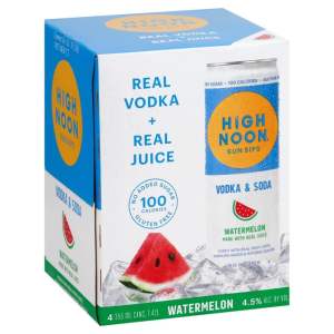 High Noon Sun Sips Gluten Free No Added Sugar Watermelon Hard Seltzer Cans (12 oz x 4 ct)